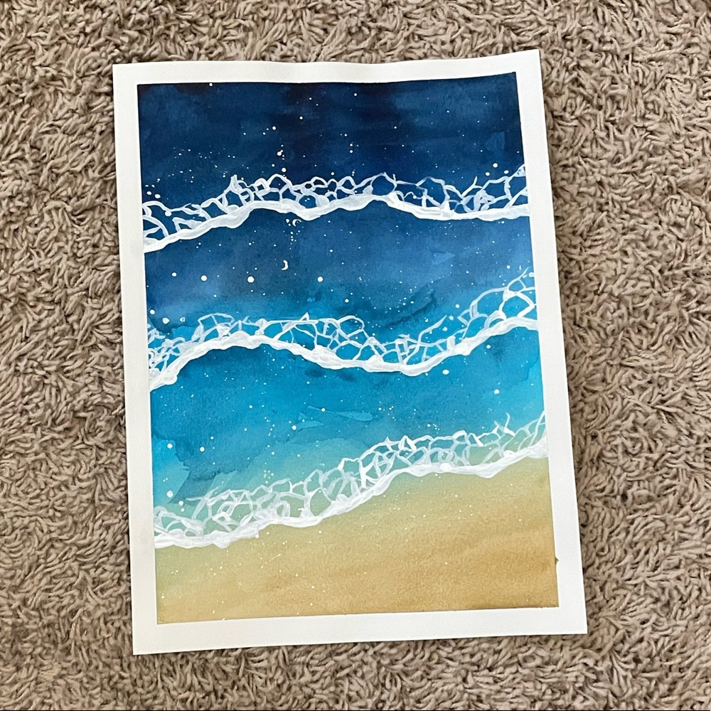 Original watercolor ocean